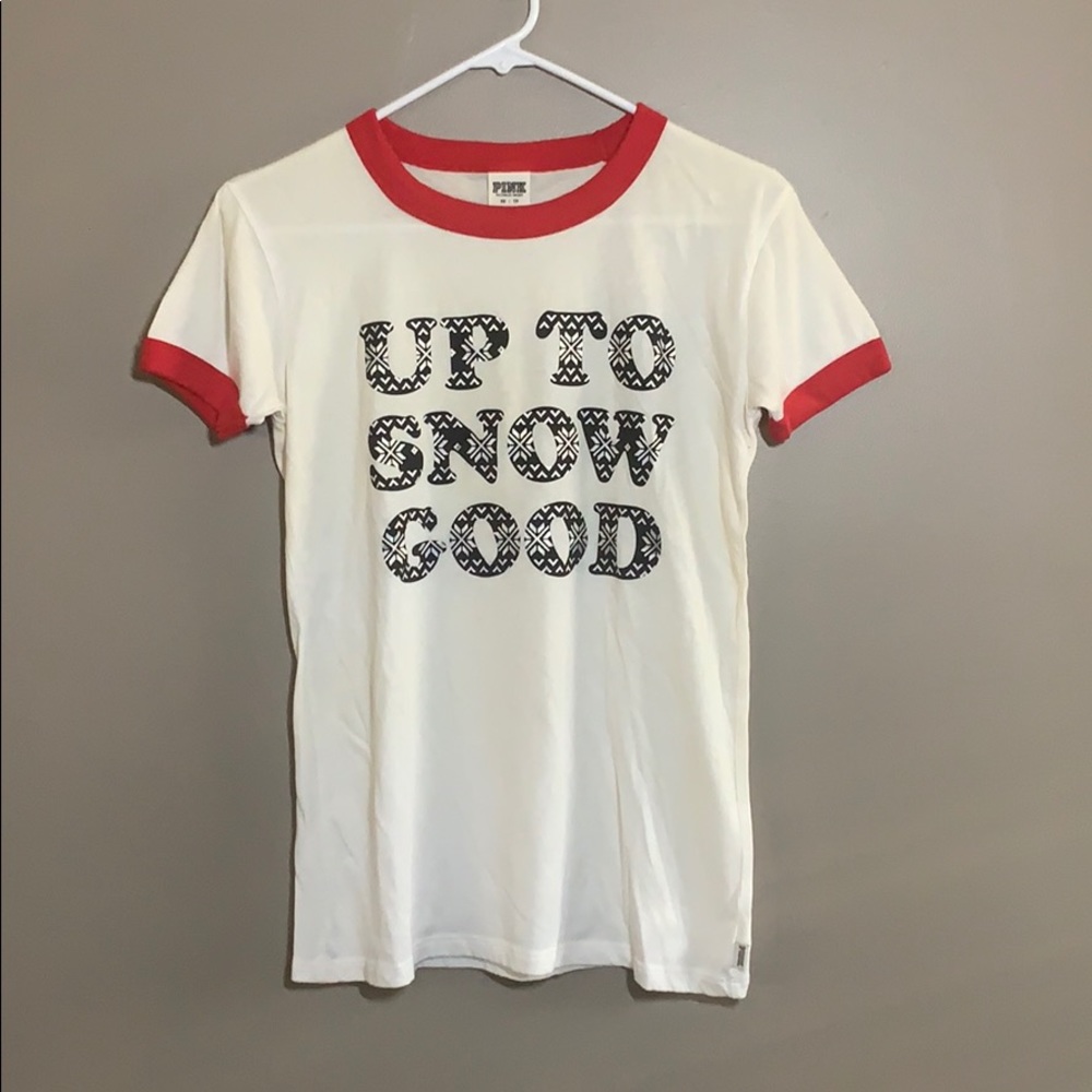 White tee with red accents